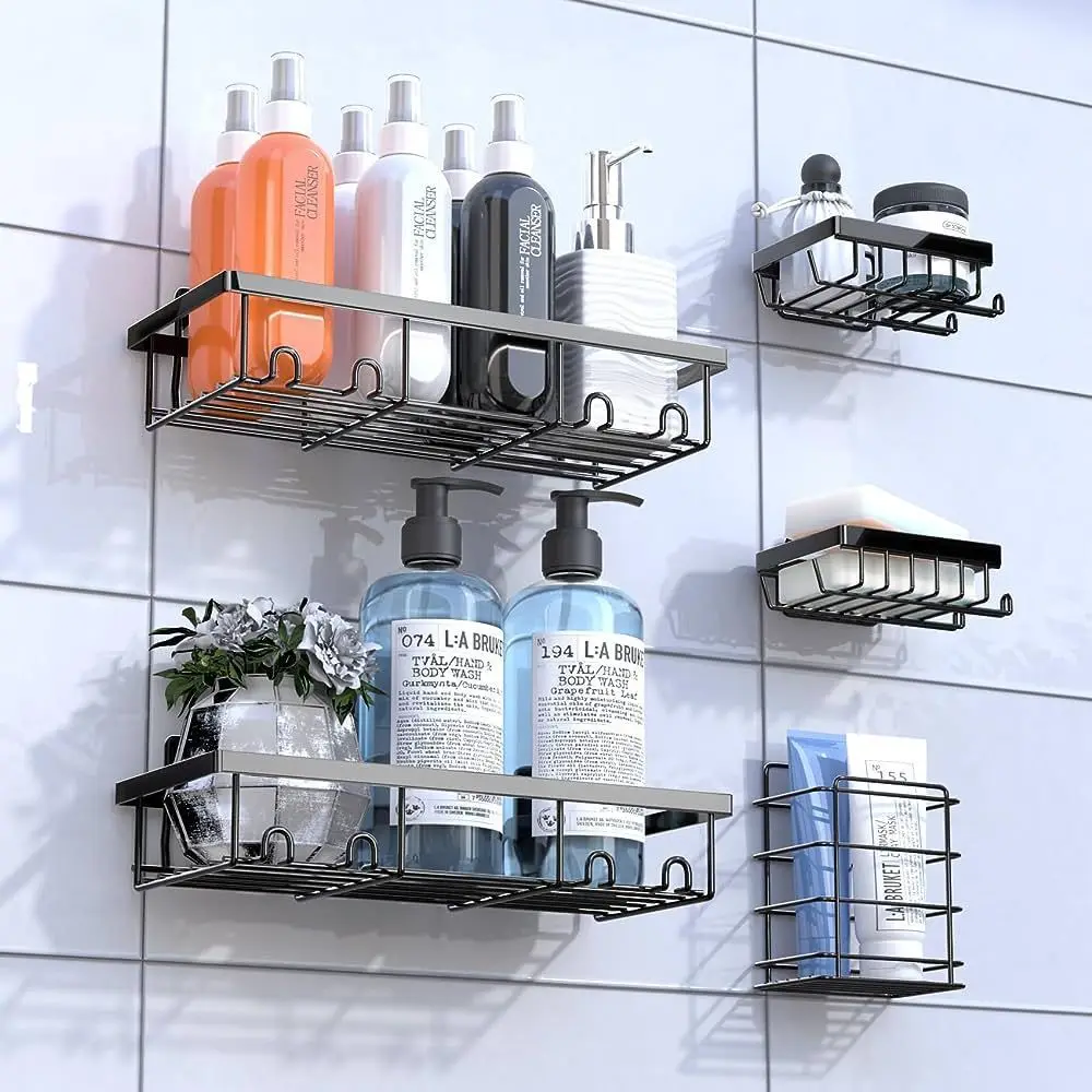 Shower Caddy Shelf Organizer Rack Bathroom Shelf Shampoo Storage Holder Kitchen Wall Storage Bathroom Accessories