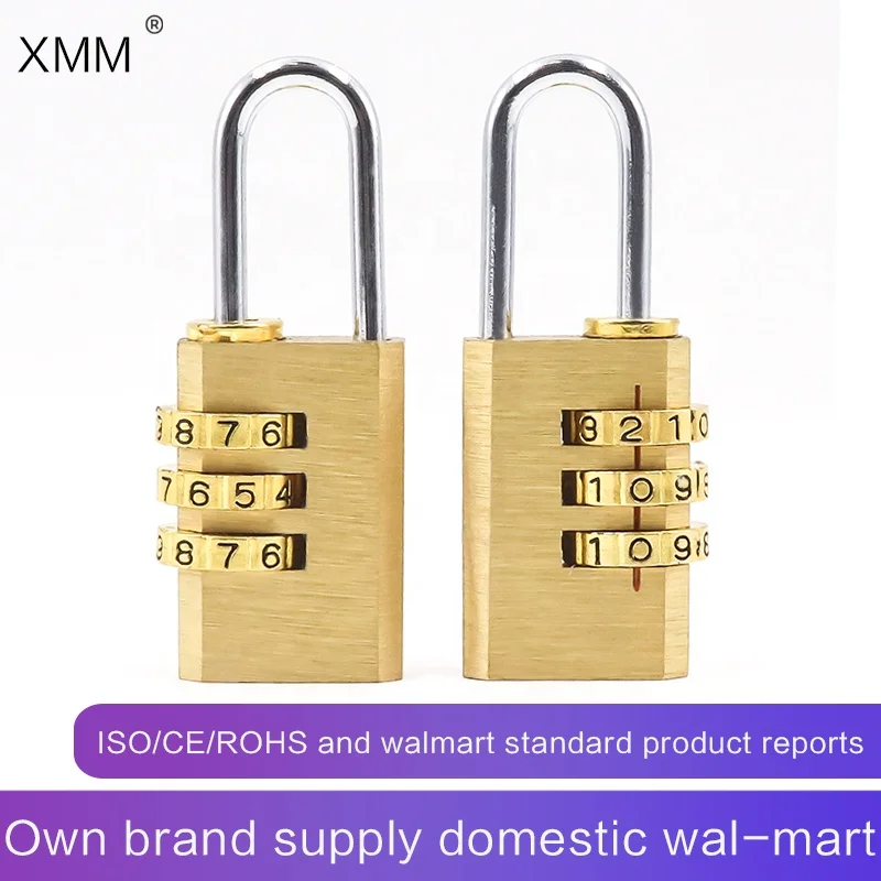  XMM-8040 медный 20 мм трехмерный цифровой латунный комбинированный портфель прочный замок безопасности для дорожной сумки с индивидуальным