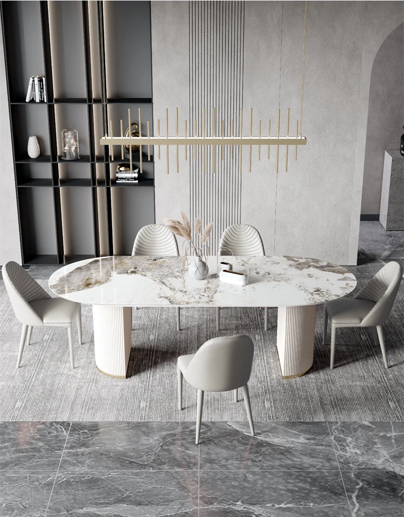 Лидер продаж 2021 обеденный стол мраморные столы и стулья обеденные Мраморная мебель для столовой