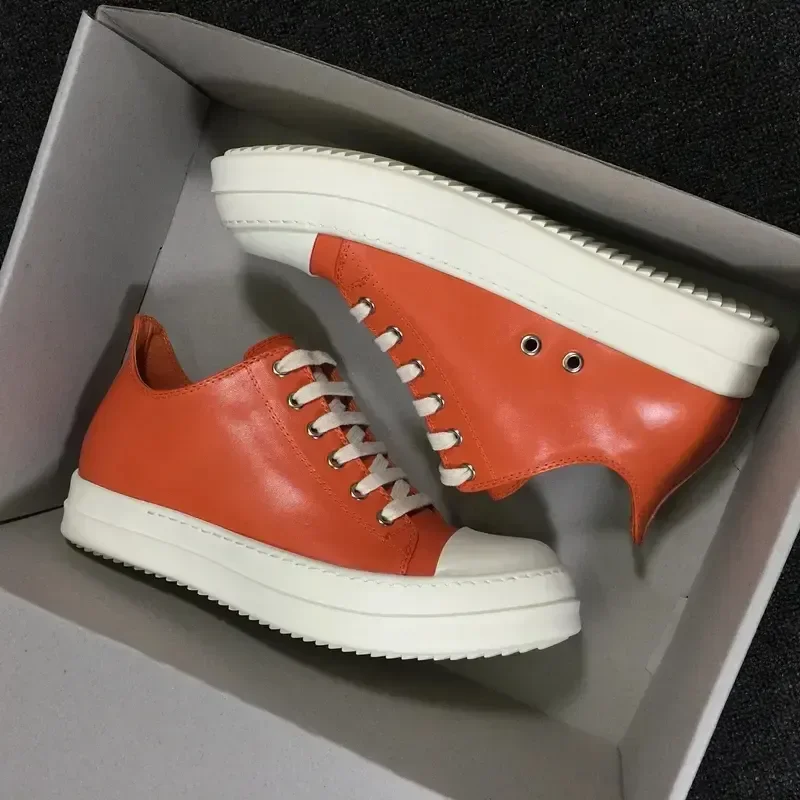 TOP  Quality Rick Ro Hip Hop Style Genuine Leather Men Boots Unisex Black Women Shoes