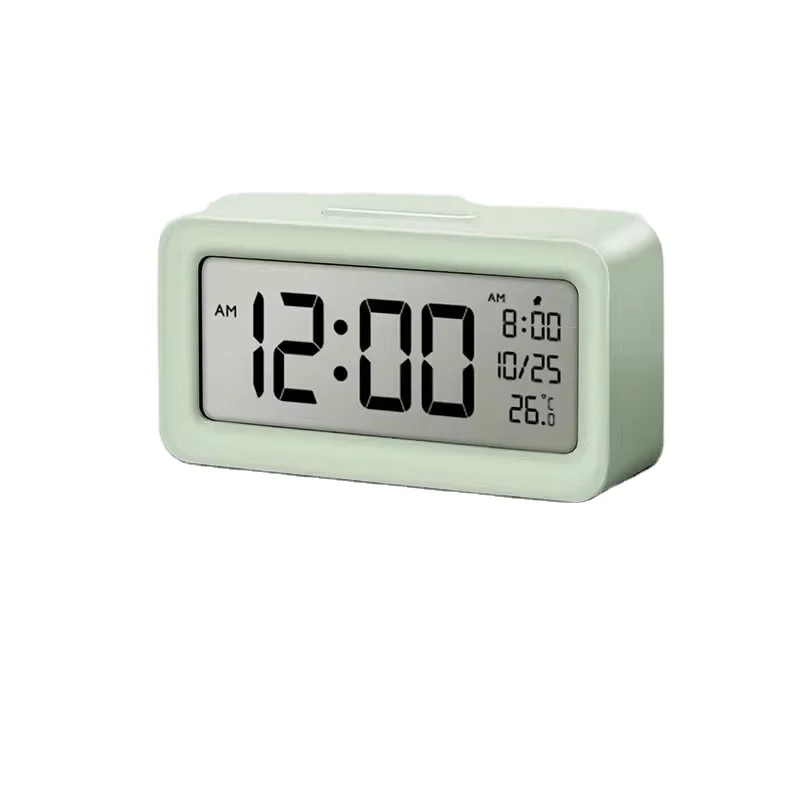 Deli LE103 Green Large Alarm Clock Student Wakes Up Powerful with Wake Up Artifact Multifunctional Smart Electronic Watch Clock