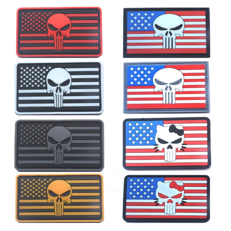 Skull Head PVC Luminous Sticker Customized Personality Punisher Armband Bag Patches
