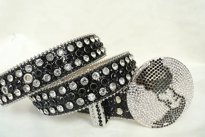 New Fashion Western Cowboy Bling Rhinestone Belt Simon Men Women PU Belt with Crystal Diamond Studded Buckle Belts Accessories