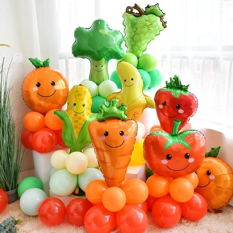 Promotional Products Fruit Vegetable Shape Helium Balloons Strawberry Foil Balloons For Kids Party Decoration