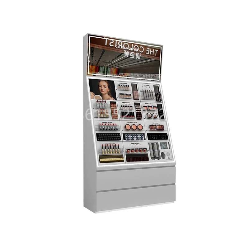 Professional Floor Stand Interior Design Makeup Shop Showcase Display Station Stand Makeup Studio Furniture For Beauty Salon