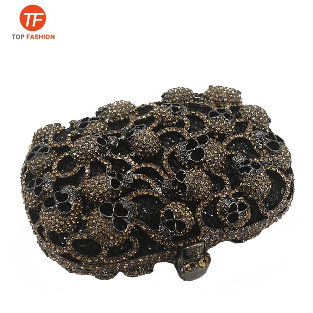 Factory Wholesales Small Crystal Rhinestone Clutch Bag for Formal Party Skulls Head Clutch Purse Cute Handbag