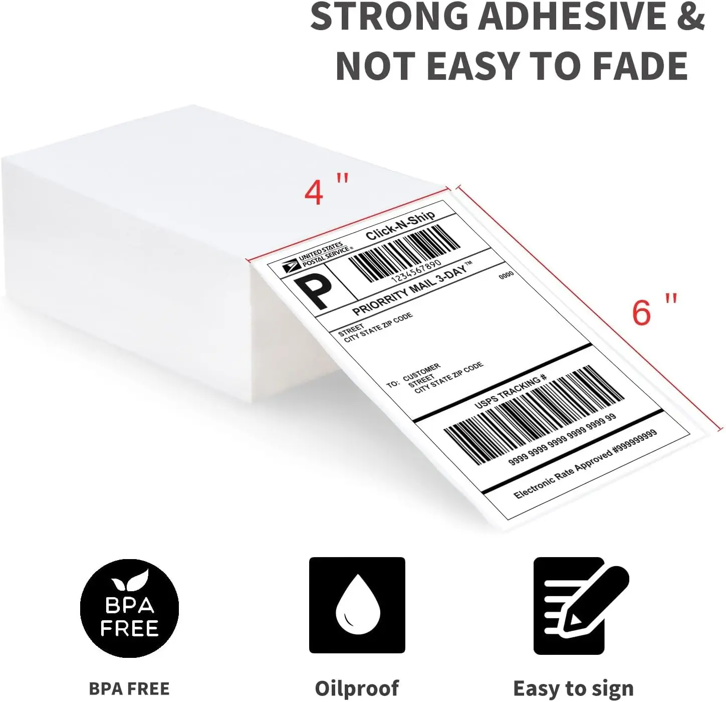 Fanfold Direct Thermal Label 4 X 6 for Zebra Shipping Labels 1000 Per Stack White Permanent