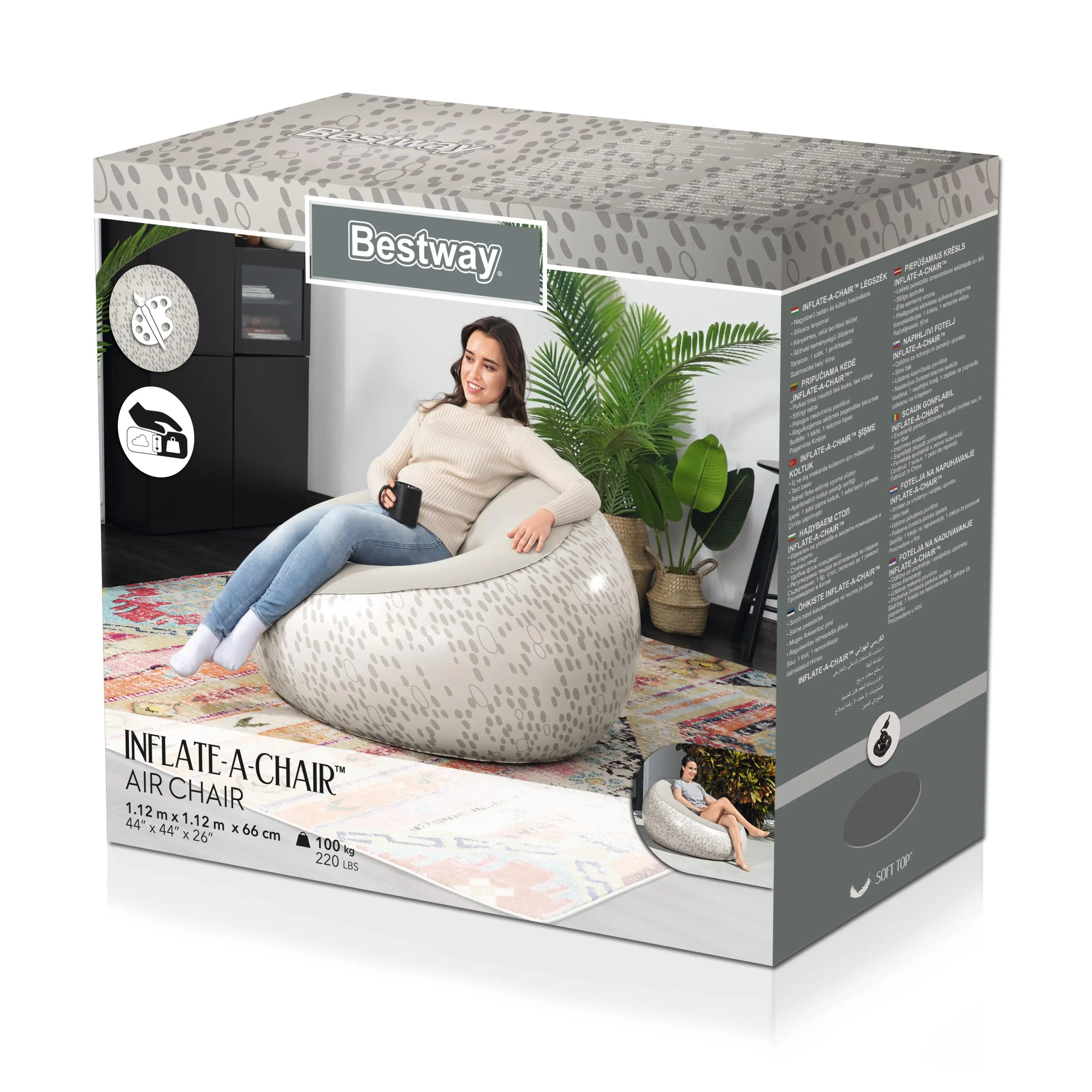  Bestway 75052 надувной уличный складной Быстрый ленивый диван сиденье со светодиодным стулом для бассейна
