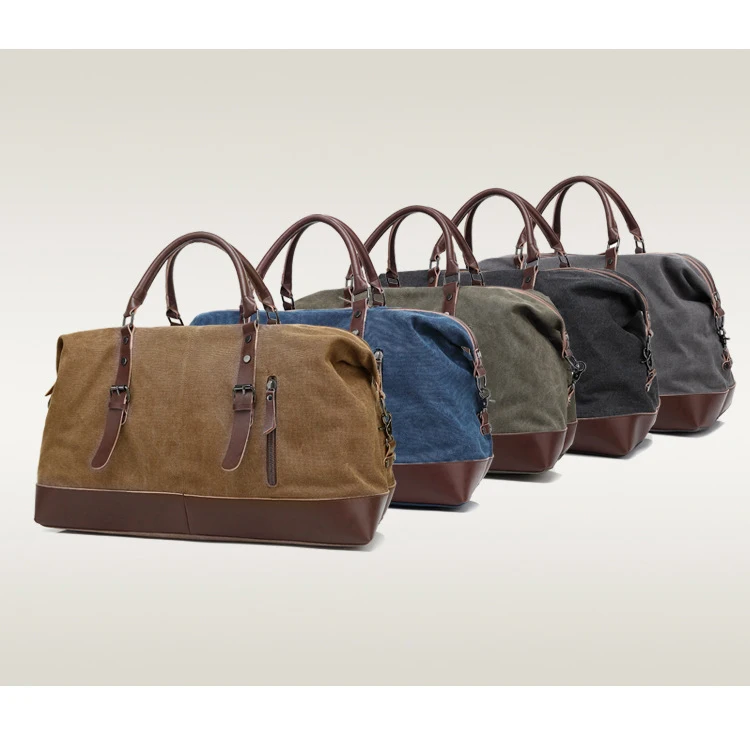 Wholesale custom Men Waxed canvas Waterproof Weekender travel duffel bag long haul large capacity Luggage Canvas Travel Bag