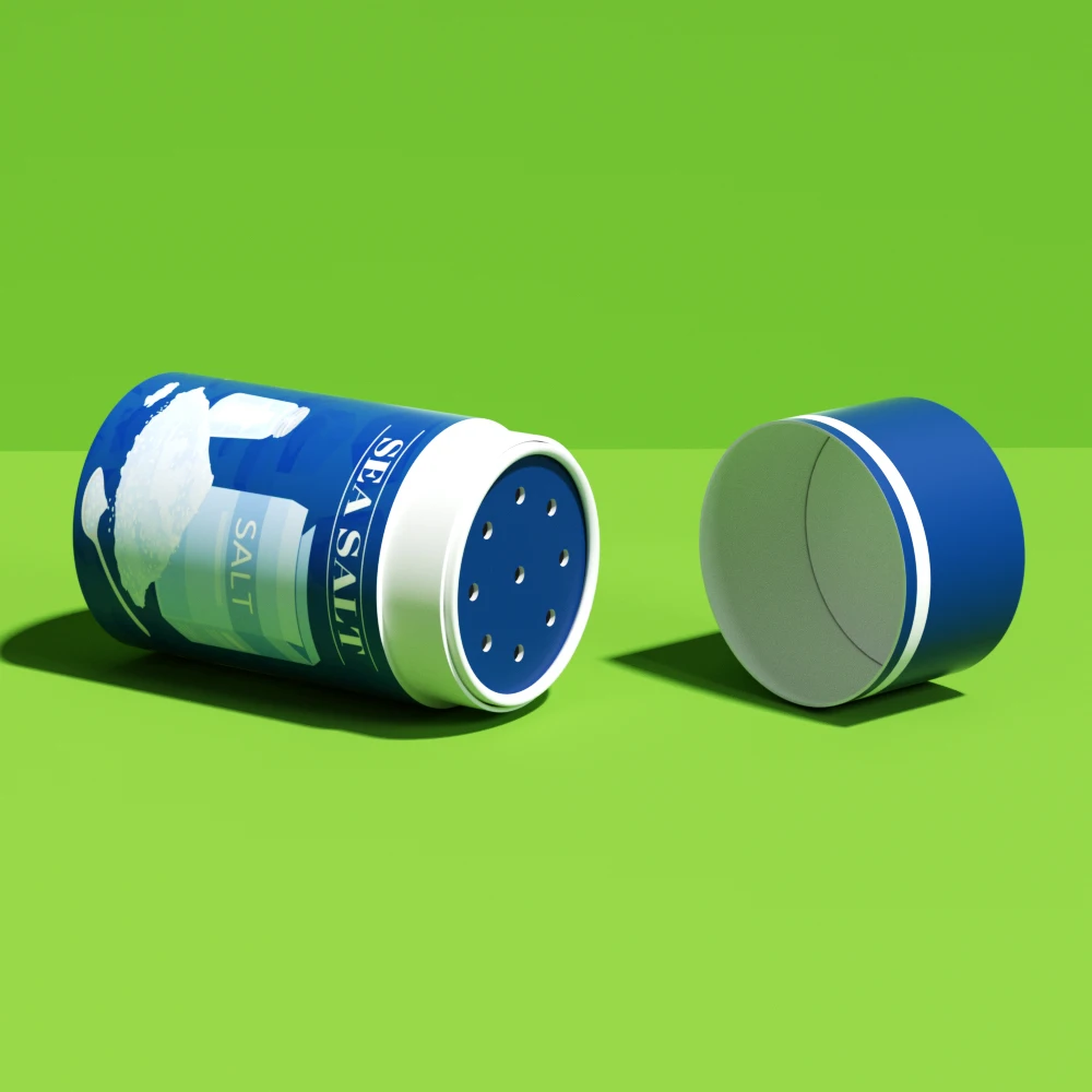 Biodegradable Cardboard Powder Container Paper Tube Cylinder CMYK Printing Salt Packaging Tube With Shaker Sifter