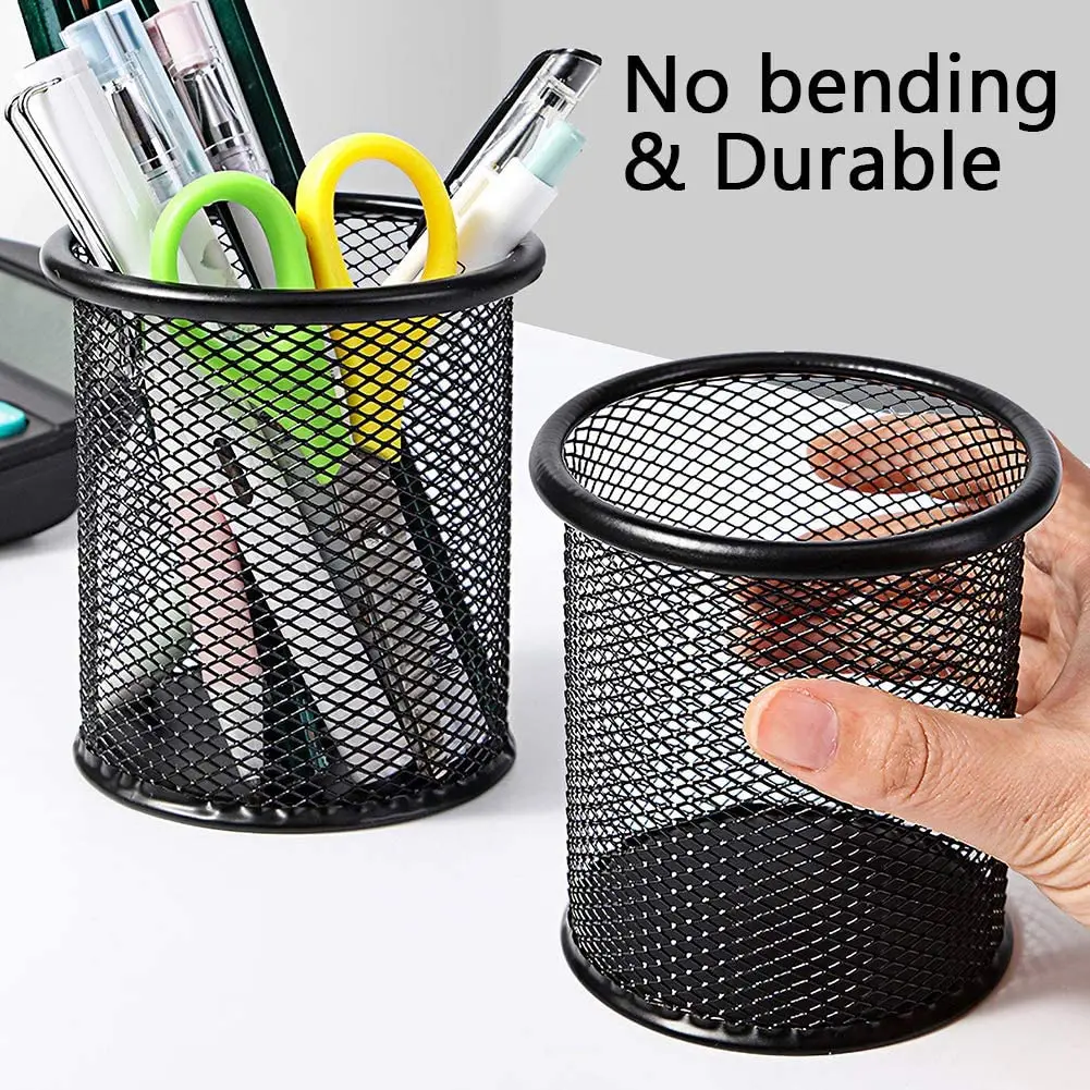 4 Packs Metal Pen Cup Desk Pen Organizer Case Wire Mesh Pencil Holder