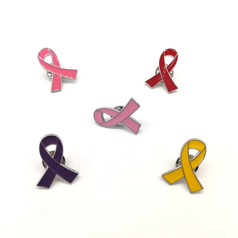 Dropshipping Enamel Yellow Gold Ribbon Pin Childhood Bone Cancer Awareness Brooch Pin Hope Pray Safety Badge Brooches Lapel Pin