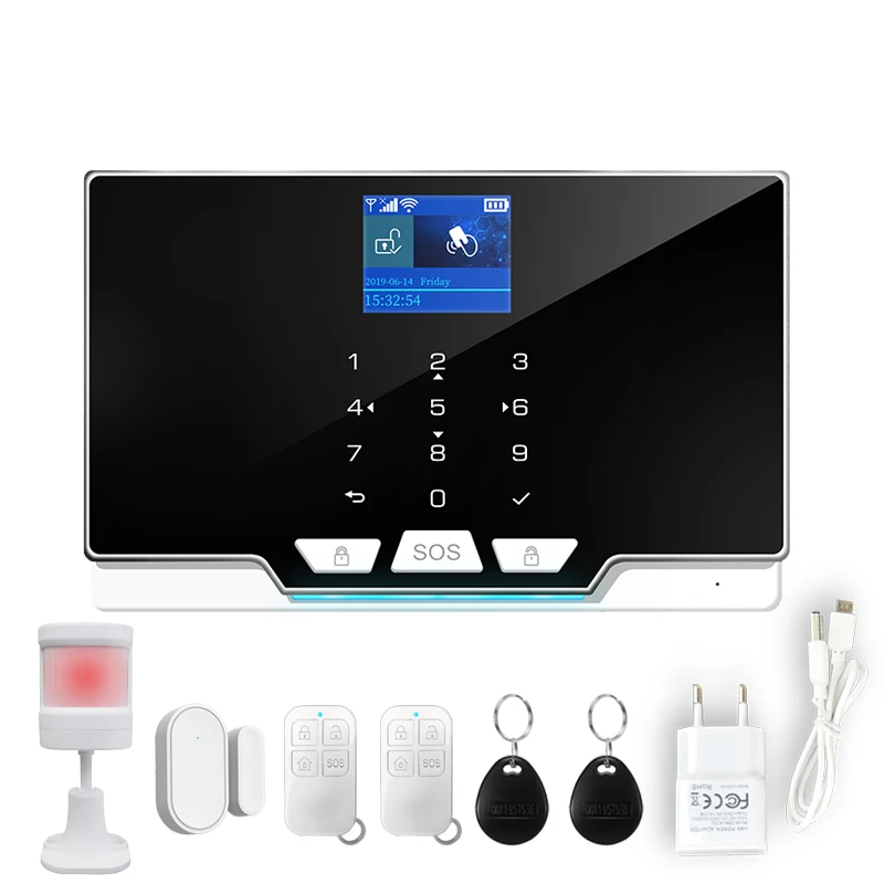 
11 languages to switch 433MHz RFID TFT Touch Keyboard Wireless & Wired WiFi GSM Home Burglar Alarm System 
