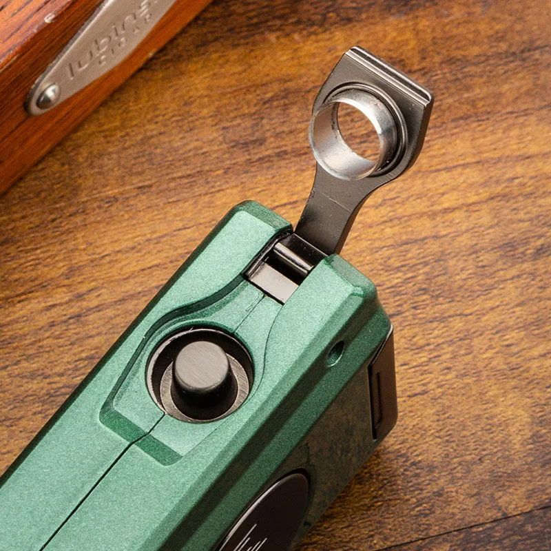 Multi Functional  Opener Cigarette Holder Needle V-shaped  Cutter Punch Zinc Alloy Blue Flame Double Straight Cigar Lighter