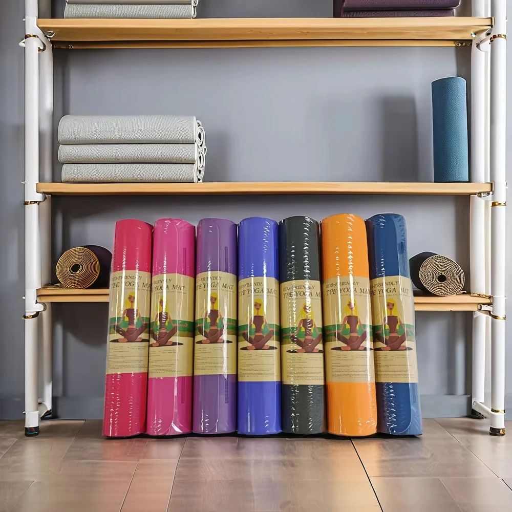 Eco Friendly CUSTOM Digital Printing TPE Mat 6mm Double Layer TPE Yoga Mat Promotion Yoga Mat with Poses Printed