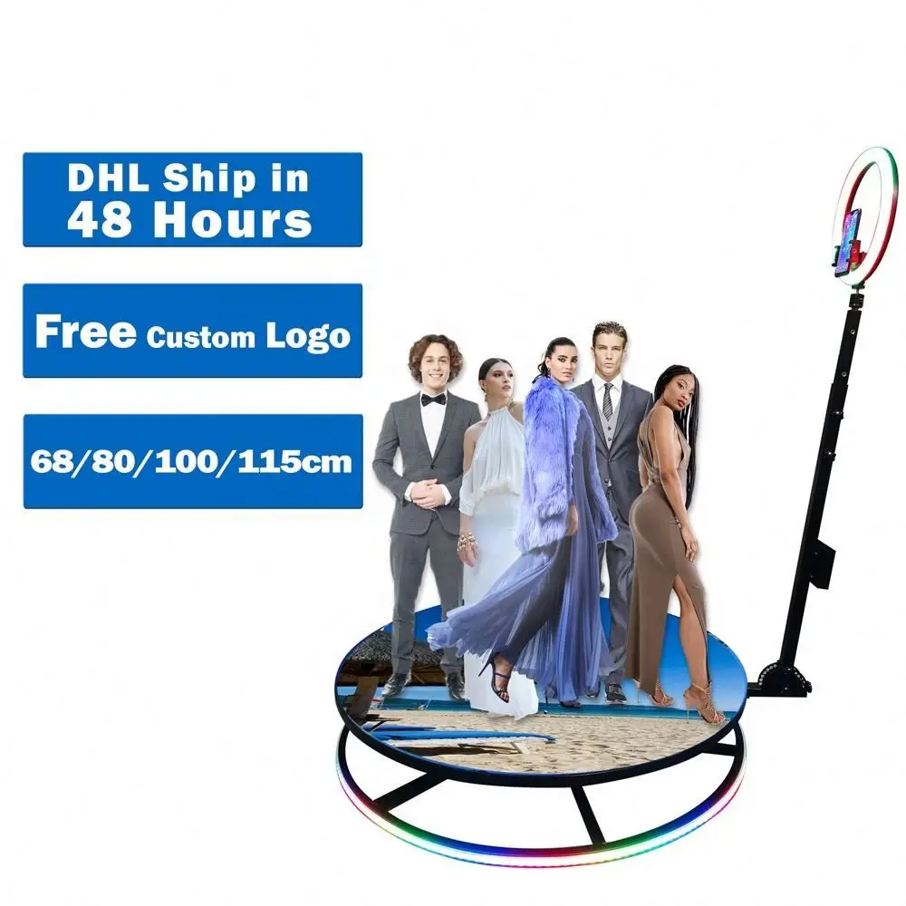 Fast DHL Shipping In 48H 360 Video Photobooth Automatic With Led Magic Mirror Ipad 360 Photo Booth Machine 115Cm With Case