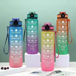 Outdoor Travel Portable Leakproof Cup BPA Free Gym Plastic Sports Matte Straw Motivational Water Bottle With Time Marker