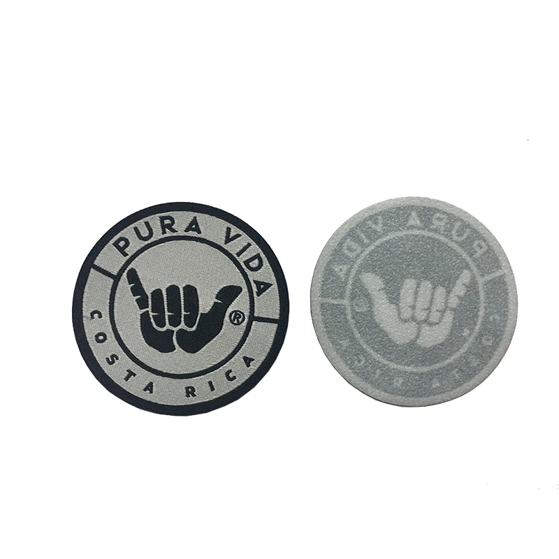 
Custom Brand Adhesive Back Sticker Iron On Heat Press Fabric Necktags Woven Tags Hem Neck Tag 