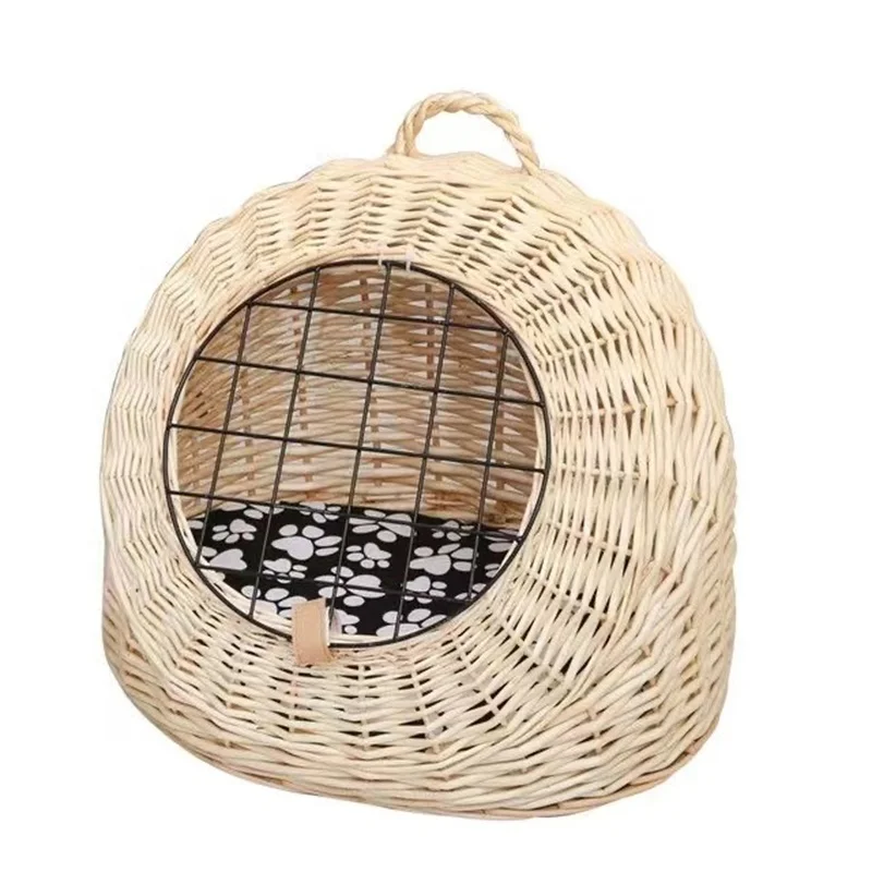 Hot sale new arrival Handmade woven natural wicker cat cage outdoor cat cage indoor for pet houses bed  pet nest
