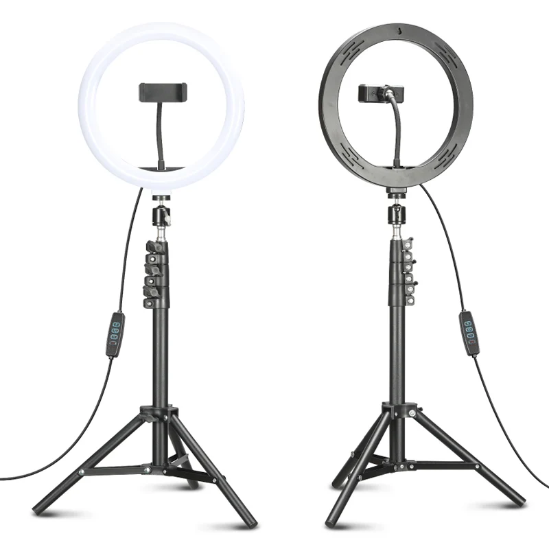 Светодиодный кольцевой светильник, 10 дюймов, со штативом, для селфи, для телефона, Напольная Лампа для стриминга видео, фотографического освещения