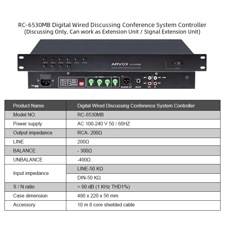 RC-6540MU Digital Wired Video-Tracking Conference Discussion System For Meeting Room With Usb Recording Controller