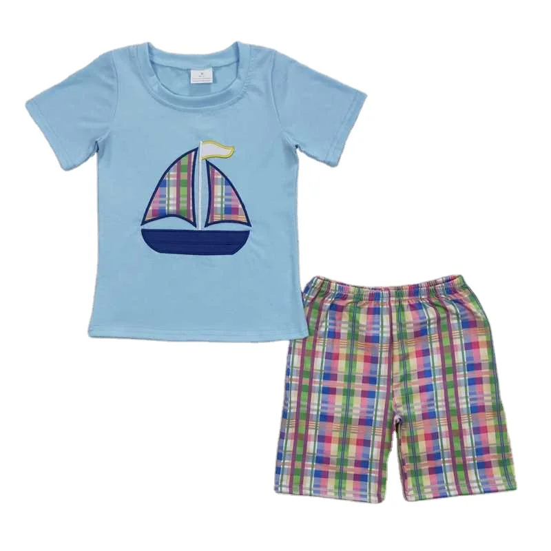 kids boutique new customized short sleeve shirt and pants clothing easter outfits kids boutique suits for kids boys