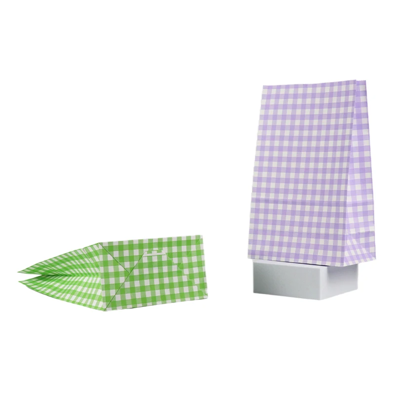 Cheap Without Handles Kraft Paper Bag color plaid kraft paper bag gift packaging small gift paper bag