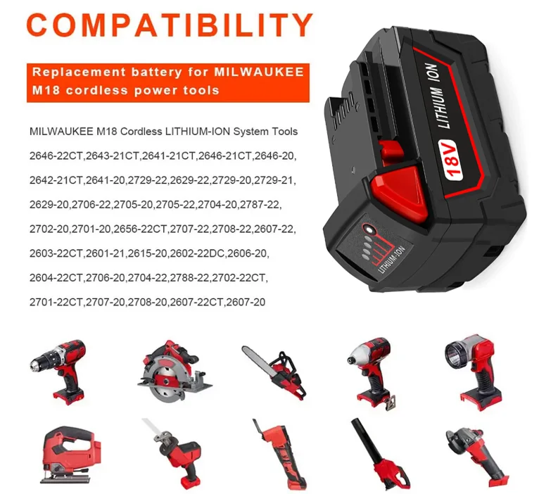 M18 48-11-1850 48-11-1852 48-11-1840 Lithium Ion batteries 18V 5.0Ah replacement cordless tools Battery for Milwaukee