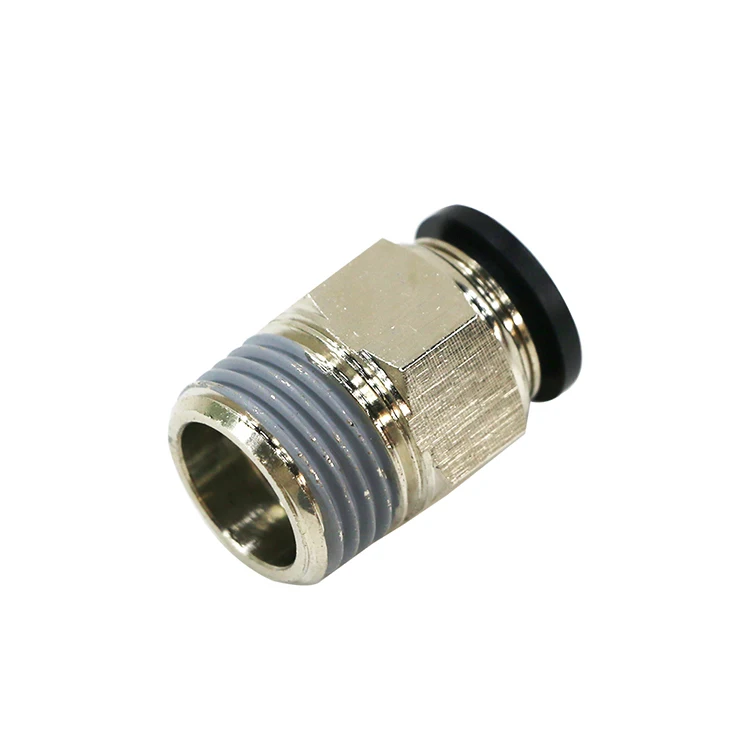 PC thread straight through black quick connector quick insert external thread pneumatic connector accessory