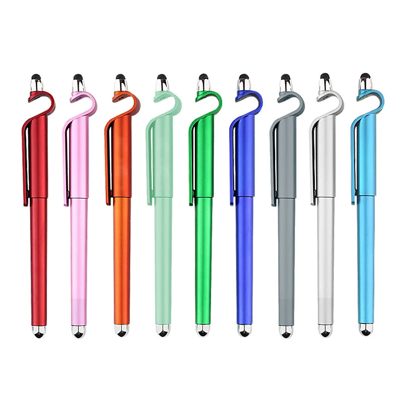 Gel Pen 0.5mm New Arrival 3 in 1 Touch Screen Plastic Stylus Pen with Phone Holder
