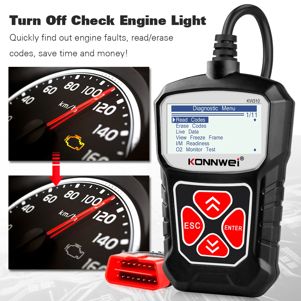 Hot Sale KW310 OBD2 Scanner Auto OBD 2 Car Scanner Diagnostic Tool Automatic Scanner Car Tools Russian Language Code Reader