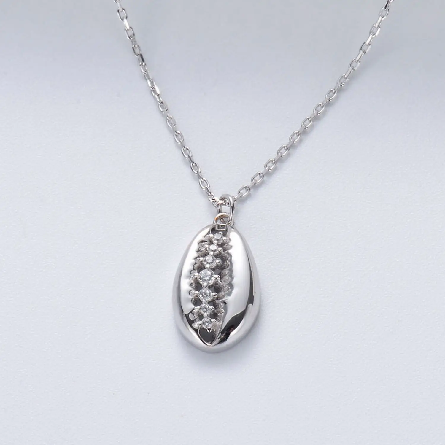 Fashion Jewelry 925 Silver Rhodium Plated Custom Zirconia Robot/Flip-Flop/Key/Shell/Pearl Pendant Necklace For Women