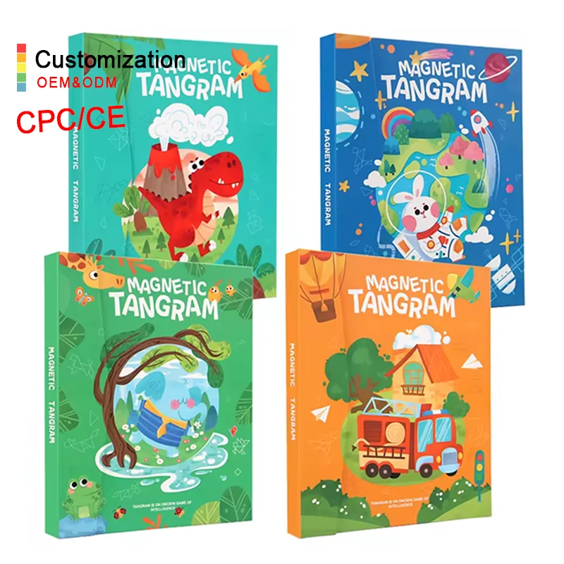 Montessori Classic Abs Magnetic Tangram Paper Book Diy Preschool Puzzle Toys Educational Learning Teaching Aids Toys For Kids