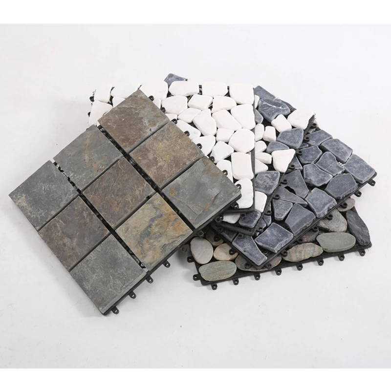 Interlocking WPC stone DIY tiles outdoor decking easy install