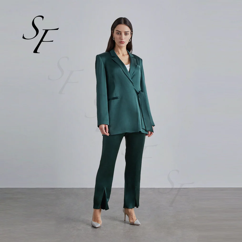 Custom spring autumn new products classic fashion high quality casual belted oversized plus size women tie-waist blazers