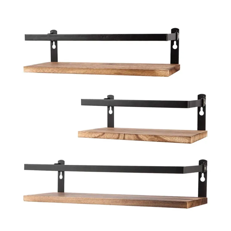 Деревянный настенный стеллаж для хранения книг