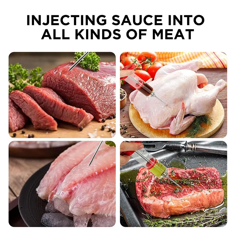 30ml Plastic Turkey Injector High Pressure Marinade Injector Brine Syringe Meat Machine With Stainless Steel Needle