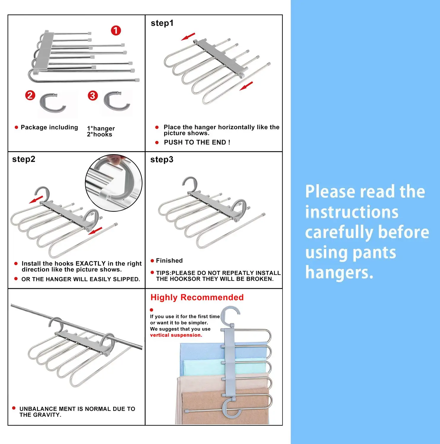 Stainless Steel Saving Clothes Hanger 5 Layers Pants Hangers For Pants Multi-layer Cloth Hanger