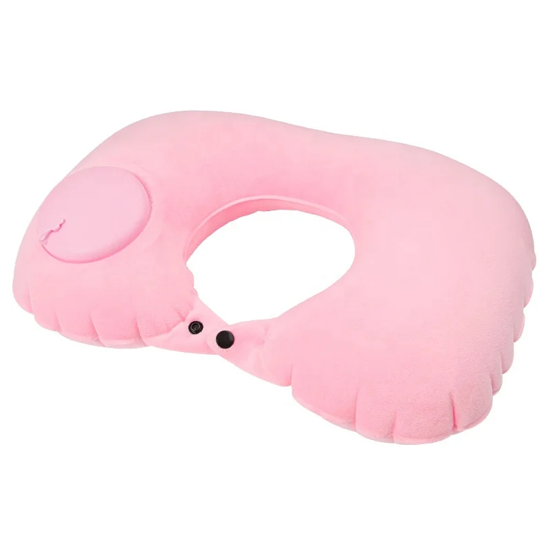 Portable Folding Essential Automatic self-inflating press Air Filled Inflatable Travel Neck U-Shaped Pillows for Adult