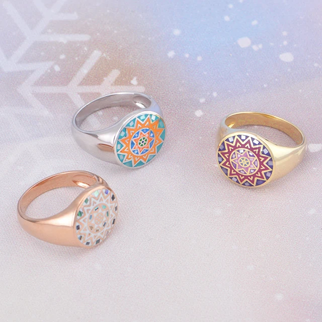 wholesale factory statement custom jewelry silver 925 shell enamel flower rings for women