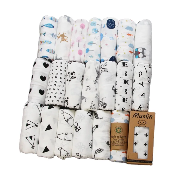 Baby swaddle Blanket Organic 100 Bamboo Cotton Receiving Blanket Print Baby Cribs Sheets Muslin Blanket