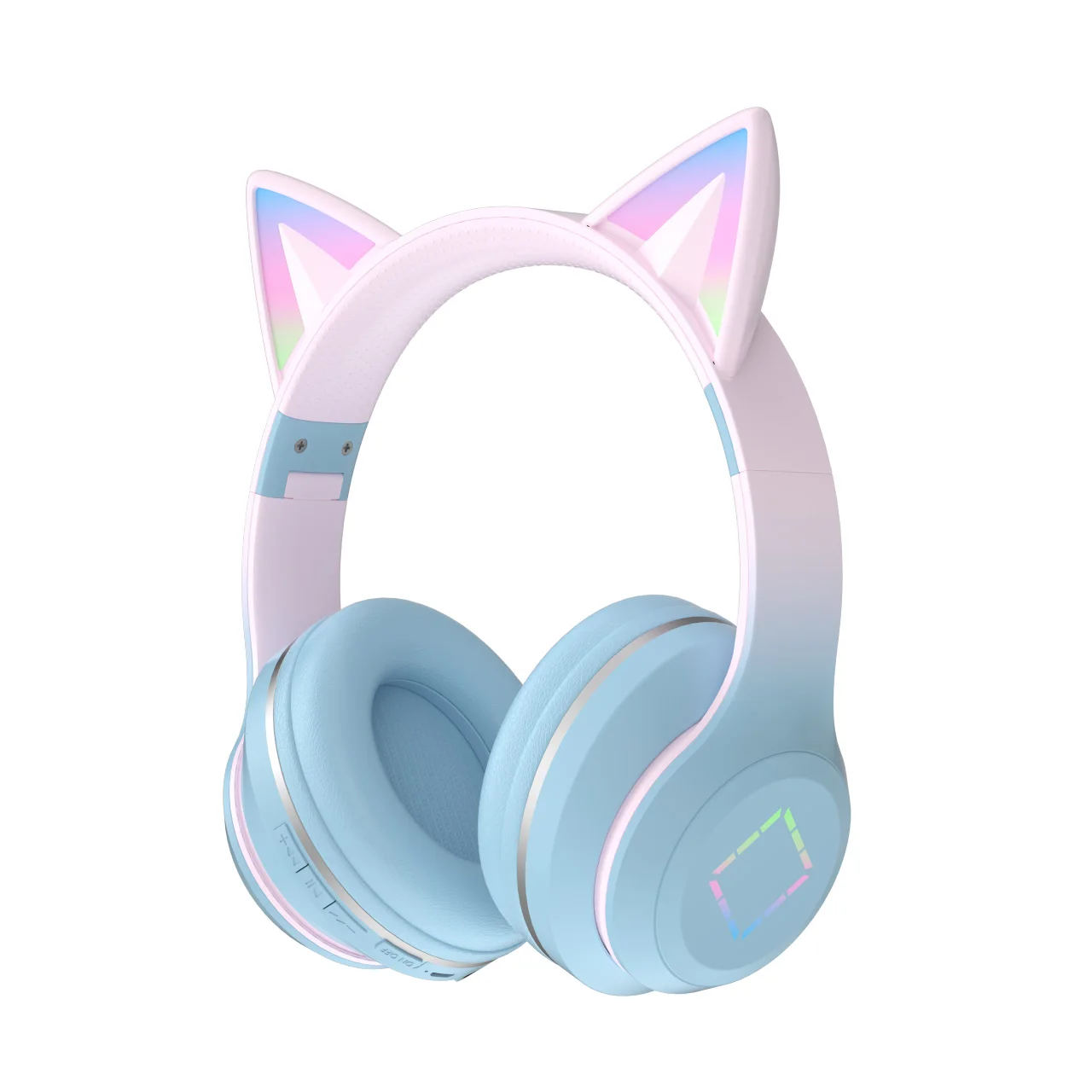 Over Ear Cute Cat Ear Children Girls Gift Music Earphones Blue Pink Headset Wireless Blue-tooth Game Headphones