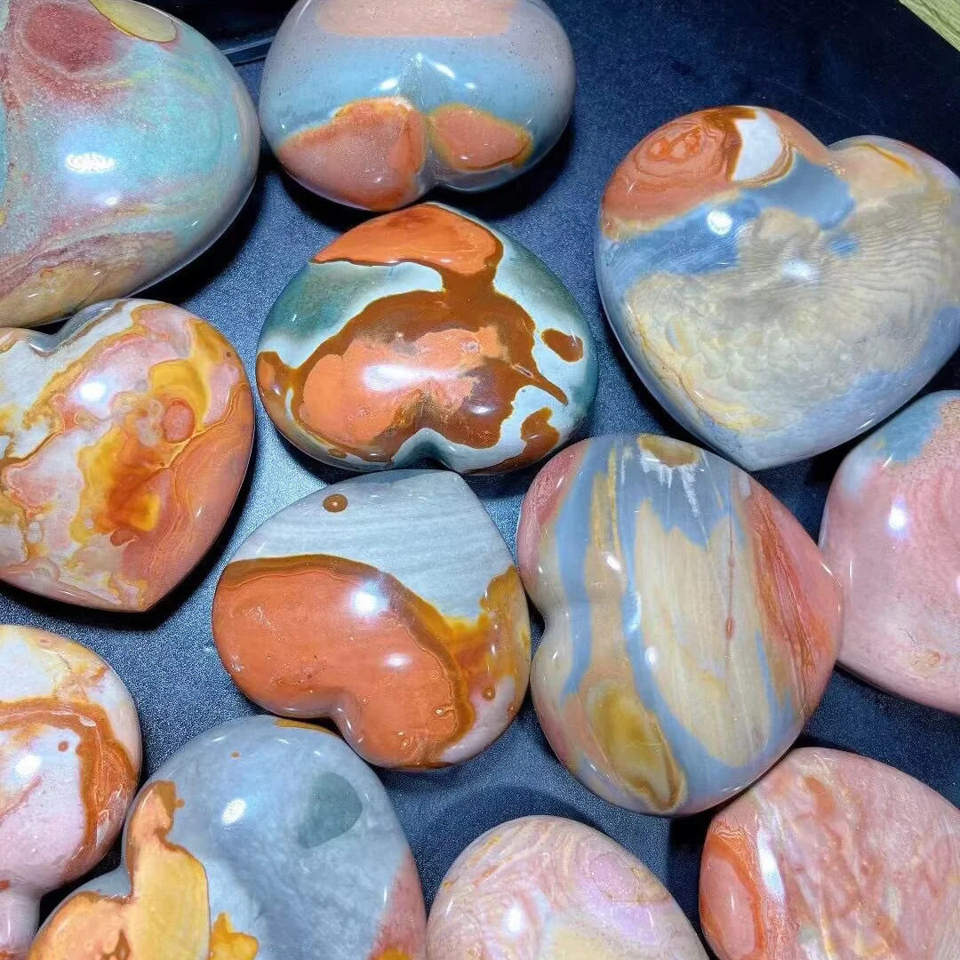 High quality Polychrome stone hearts