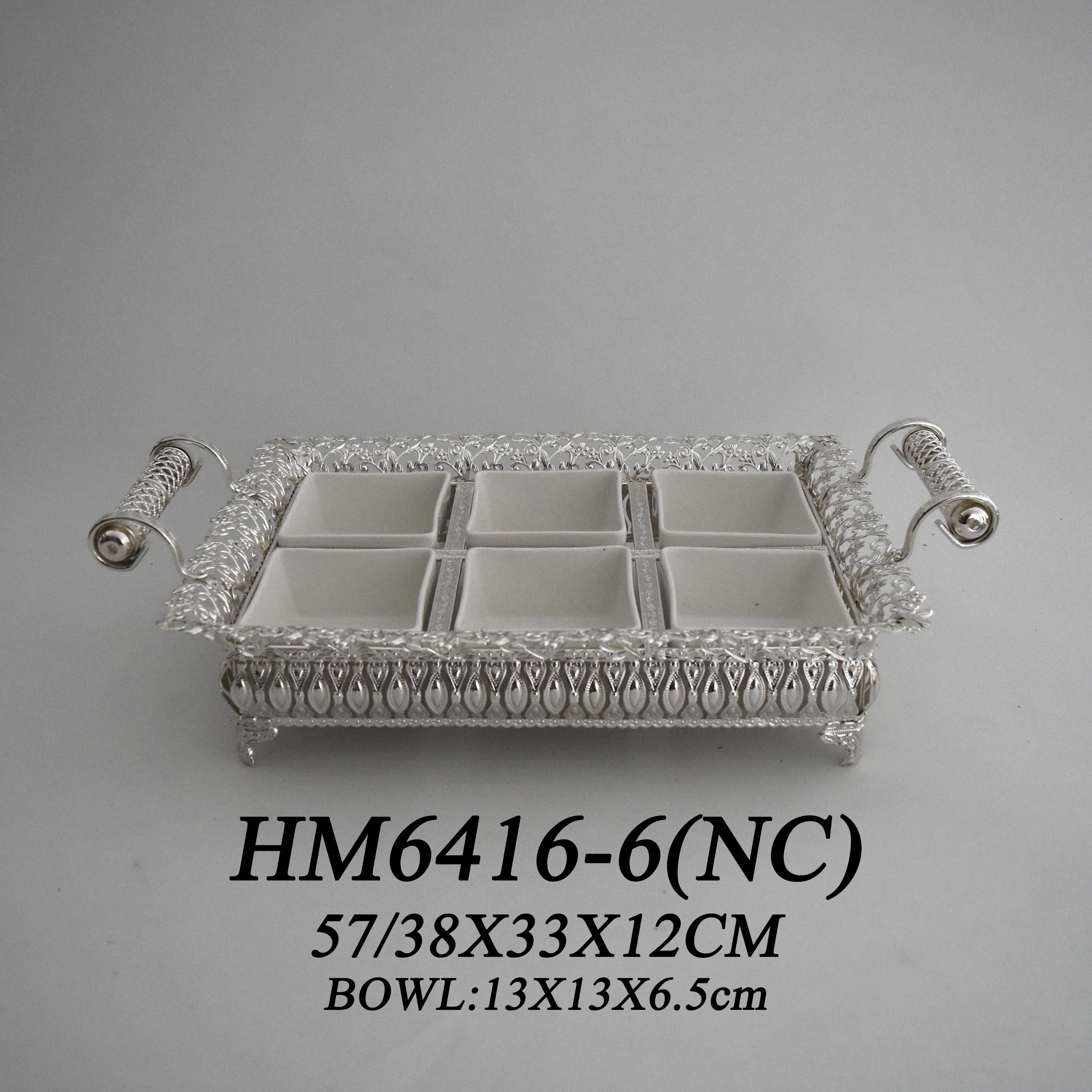 
Kitchen portable metal frame square ceramic coffee sugar spice bowl with handle 