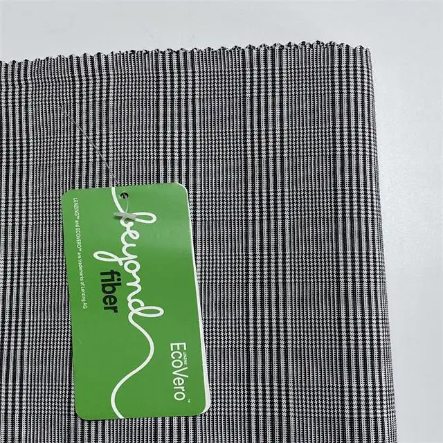 
Wholesale New yarn dyed check Lenzing Ecovero Viscose yarn bengaline fabric import from china women stretch pants 