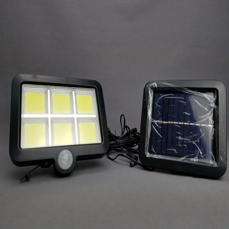 
120LED COB Solar Sensor Light 6 Blocks Split Solar Wall Lights Outdoor Cold White Motion Detector Solar Lights With 5M Wire 