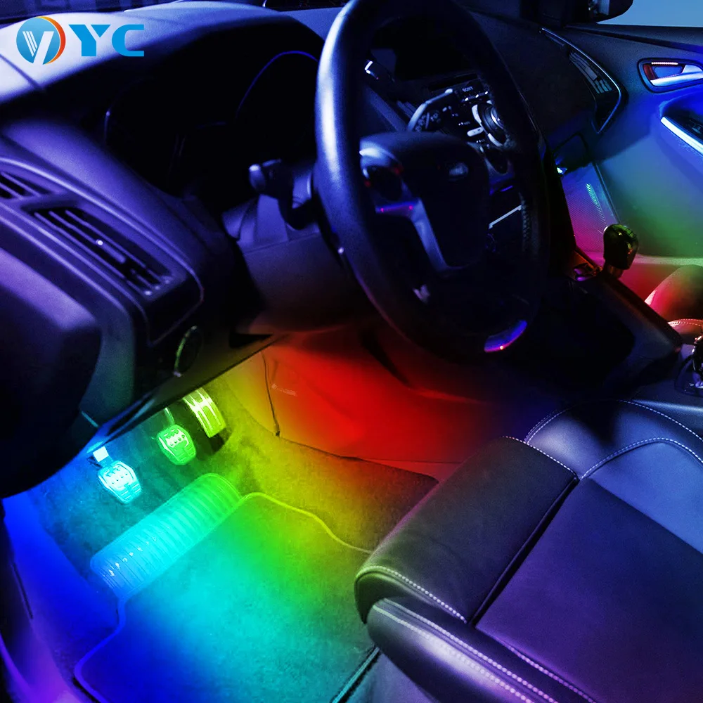 4Pcs Waterproof Flexible 5050smd 48led Multicolor RGB Phone App Wireless Remita Control LED Neon Strip Lights Set For Car