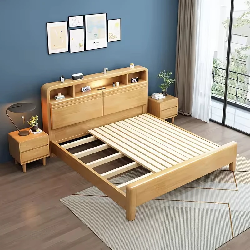 Bed Room Set Furniture Modern King Size Bed Frame Bedroom King Queen Size Solid Wood Storage Frame Solid Wood Bedroom