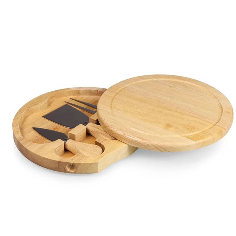 New 2020 Customized Mini Beech Wood Round  Cutting Board Cheese Serving Board with juice groove