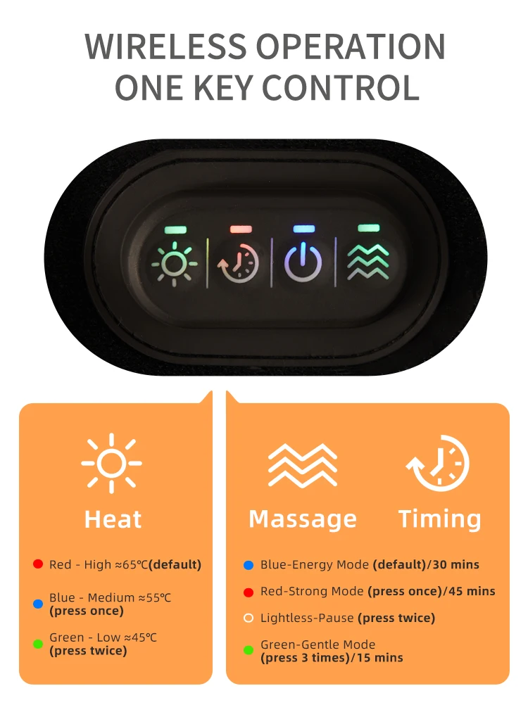 Graphene Salt Moxa Heating 3 Vibration Massage Modes Waist Massager Wireless Heating Waist Belt With Timer
